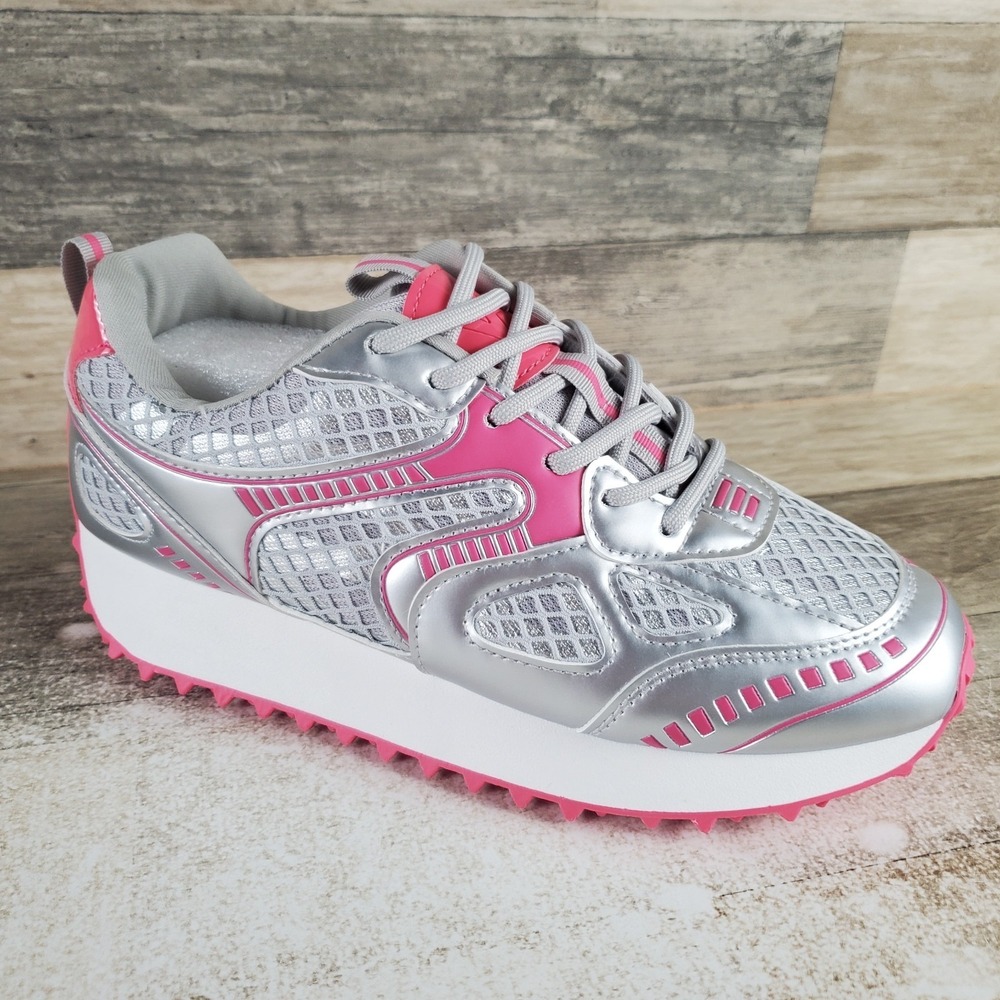 Vintage Havana Apollo 7 Womens Shoes Sz 8 Fushsia Silver Leather Lace Up Sneaker